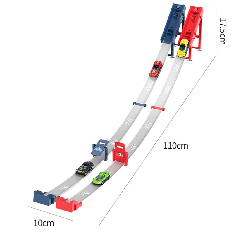 🏎️Que la course commence !⚡Deux fois plus de piste, deux fois plus de plaisir🏆Pas besoin de piles, juste de la vitesse pure ! - ✨【Ensemble de piste de course avec double lanceur de voitures pour enfants】✨ - Image 2