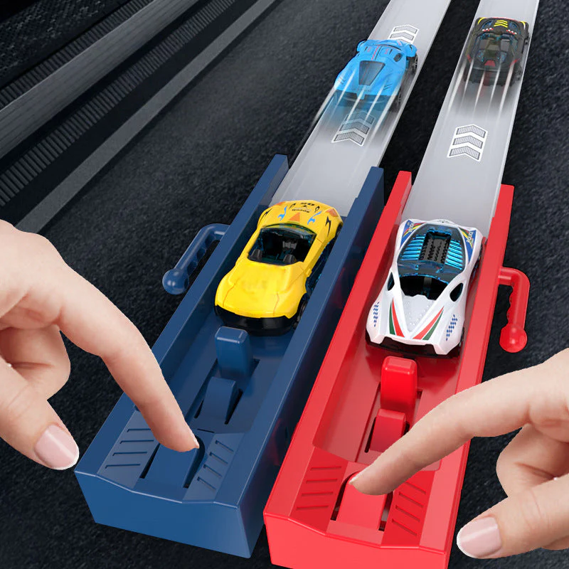 🏎️Que la course commence !⚡Deux fois plus de piste, deux fois plus de plaisir🏆Pas besoin de piles, juste de la vitesse pure ! - ✨【Ensemble de piste de course avec double lanceur de voitures pour enfants】✨ - Image 4