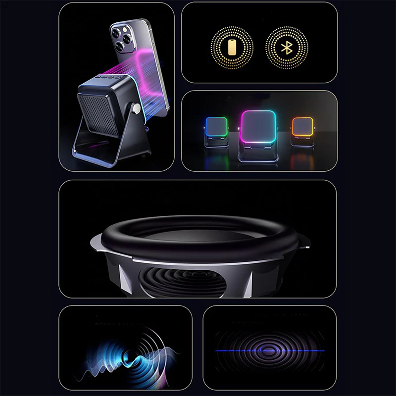 📢📢60 % DE RÉDUCTION !!! ✨Enceinte Bluetooth sans fil à induction 5 en 1 avec support réglable pour téléphone - Image 4