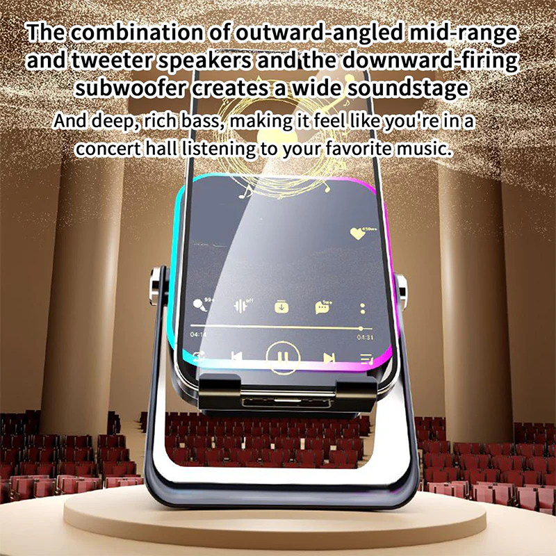 📢📢60 % DE RÉDUCTION !!! ✨Enceinte Bluetooth sans fil à induction 5 en 1 avec support réglable pour téléphone - Image 6