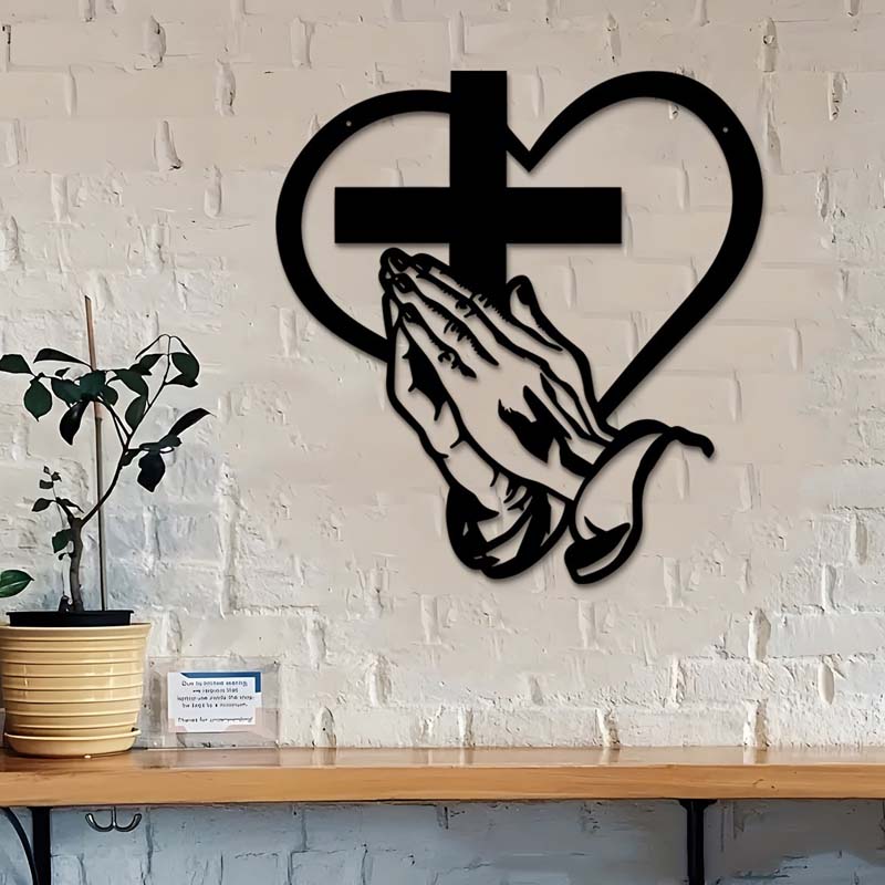 📢📢54% DE RÉDUCTION !!!✨Élégant décor mural chrétien avec cœur et croix - Image 2