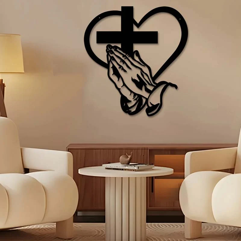 📢📢54% DE RÉDUCTION !!!✨Élégant décor mural chrétien avec cœur et croix - Image 3