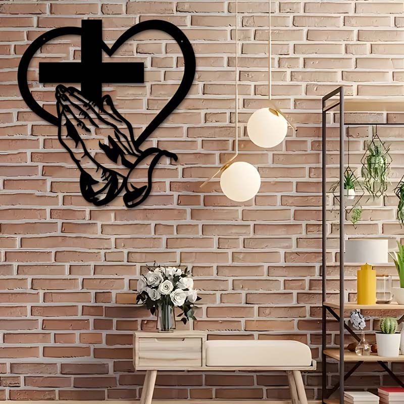 📢📢54% DE RÉDUCTION !!!✨Élégant décor mural chrétien avec cœur et croix - Image 5