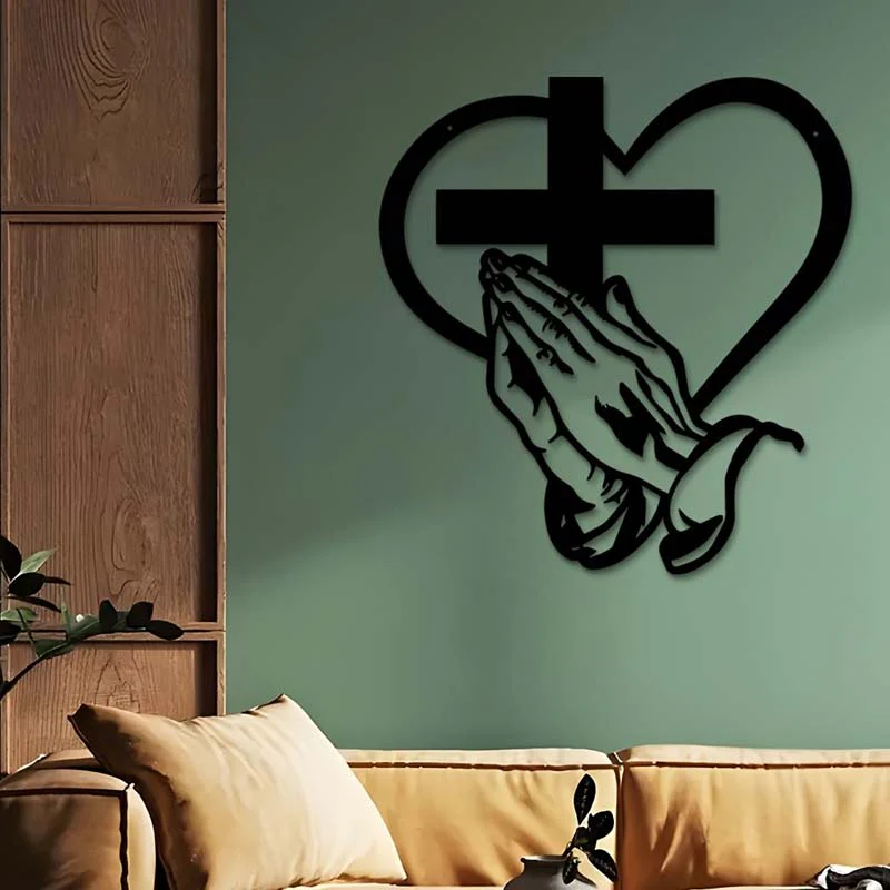 📢📢54% DE RÉDUCTION !!!✨Élégant décor mural chrétien avec cœur et croix - Image 6
