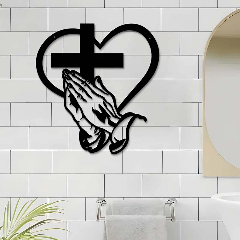 📢📢54% DE RÉDUCTION !!!✨Élégant décor mural chrétien avec cœur et croix - Image 7