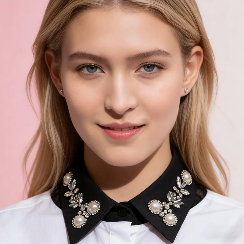 📢📢60 % de réduction !!!✨Élégant faux col en fausses perles et strass - Image 7