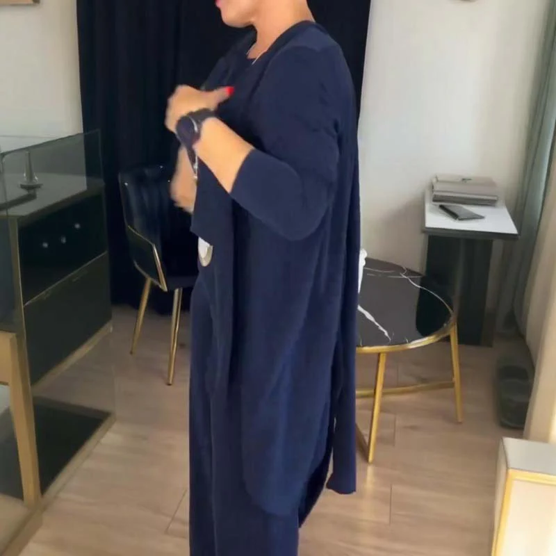 👗 60% DE RÉDUCTION ! 🍂 Ensemble 3 Pièces Élégant - Cardigan Long et Tenue de Bureau, Confort Doux et Style Polyvalent 💼📦 - Image 6