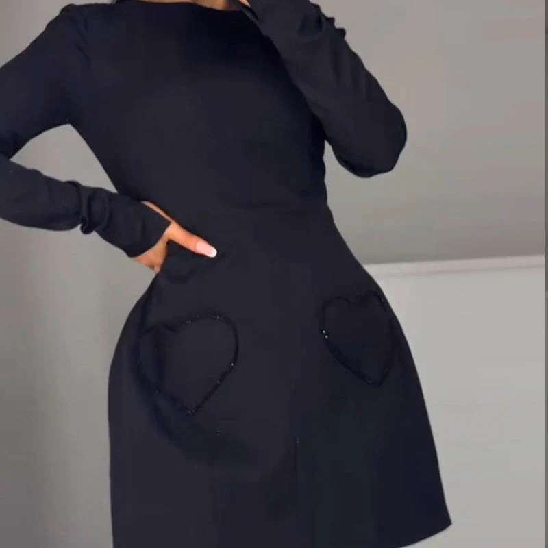Elegant Round Neck Slim Fit Mini Dress - Image 5