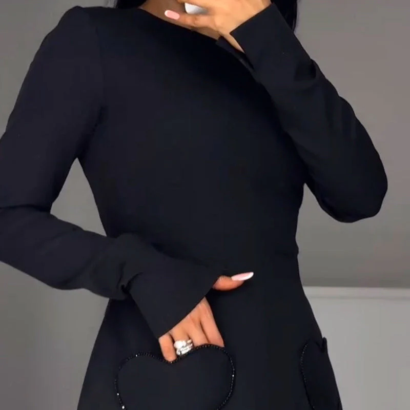 Elegant Round Neck Slim Fit Mini Dress - Image 6