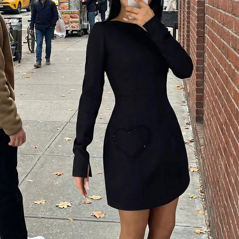 Elegant Round Neck Slim Fit Mini Dress - Image 7