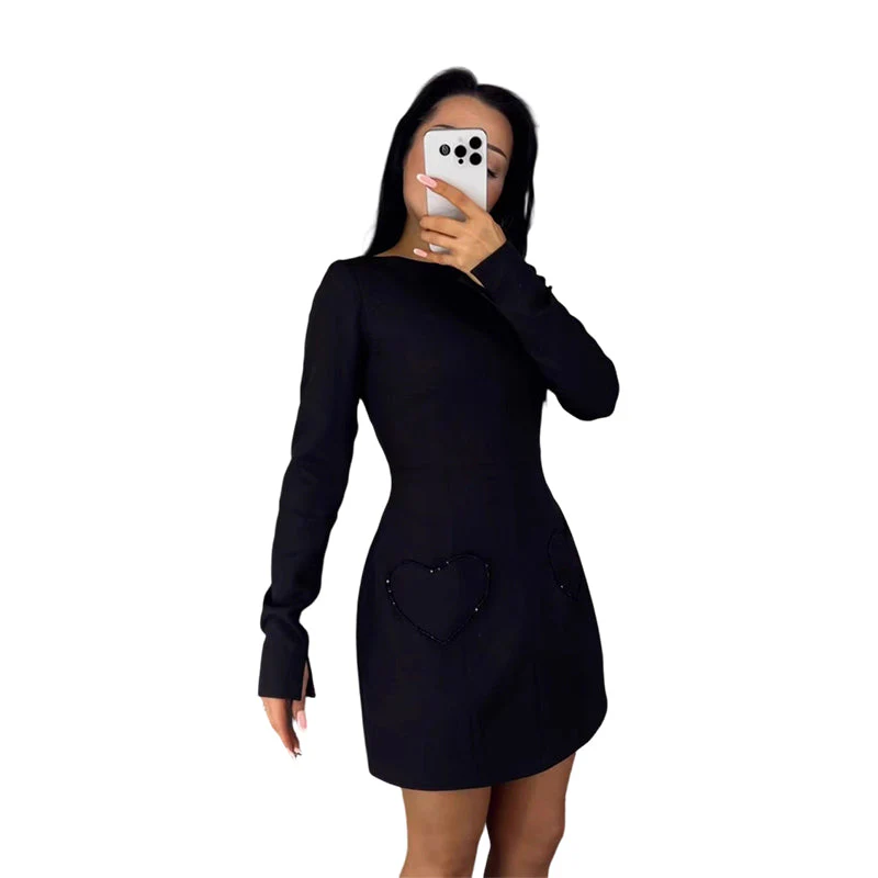 Elegant Round Neck Slim Fit Mini Dress - Image 8