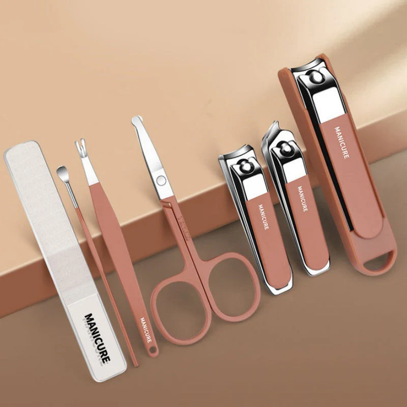 Ensemble de 7 Pièces de Manucure Portable avec Coupe-Ongles - Image 2