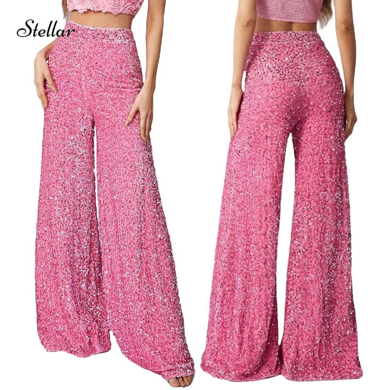 📢📢60 % de réduction !!! 🎅 Pantalon Large à Paillettes pour Femme – Taille Élastique, Brillant & Confortable pour Soirées ✨👖📦 - Image 4
