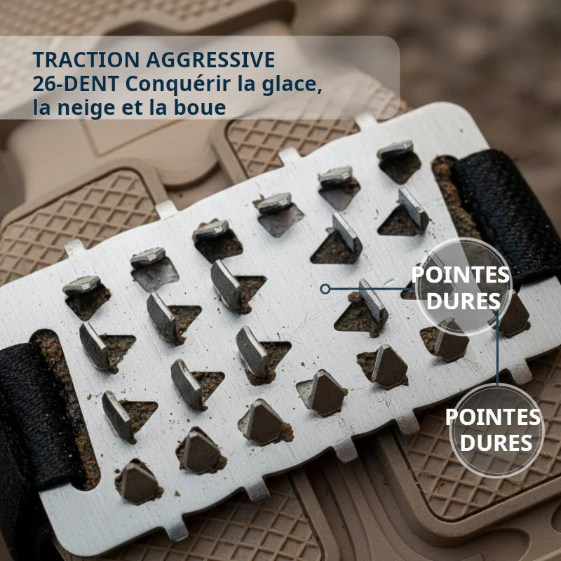 Crampons 26 Dents Acier Manganèse 🥾 | Plaques Antidérapantes en Acier Inoxydable ⚙️ | Pour Glace, Neige, Boue & Escalade ❄️🧗 | Compatibles avec Surchaussures - Image 6