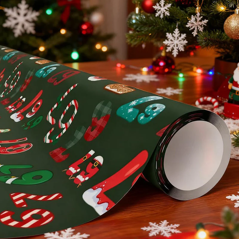 📢📢50% DE RÉDUCTION !!! 🎅Papier d'emballage avec motif numérique de Noël amusant - Image 9