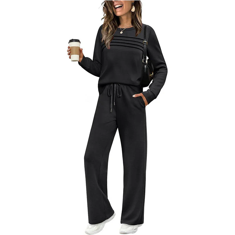 📢📢60 % de réduction !! ⏰Ensemble Femme Décontracté avec Haut et Pantalon à Cordon de Serrage 👕👖 - Image 12