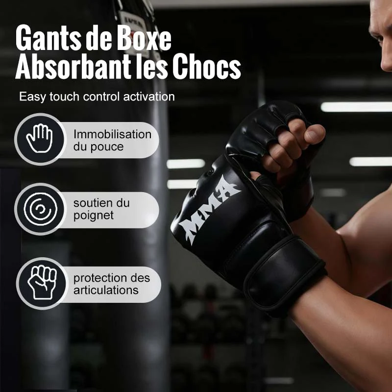 Gants de Boxe avec Soutien du Poignet et Absorption des Chocs