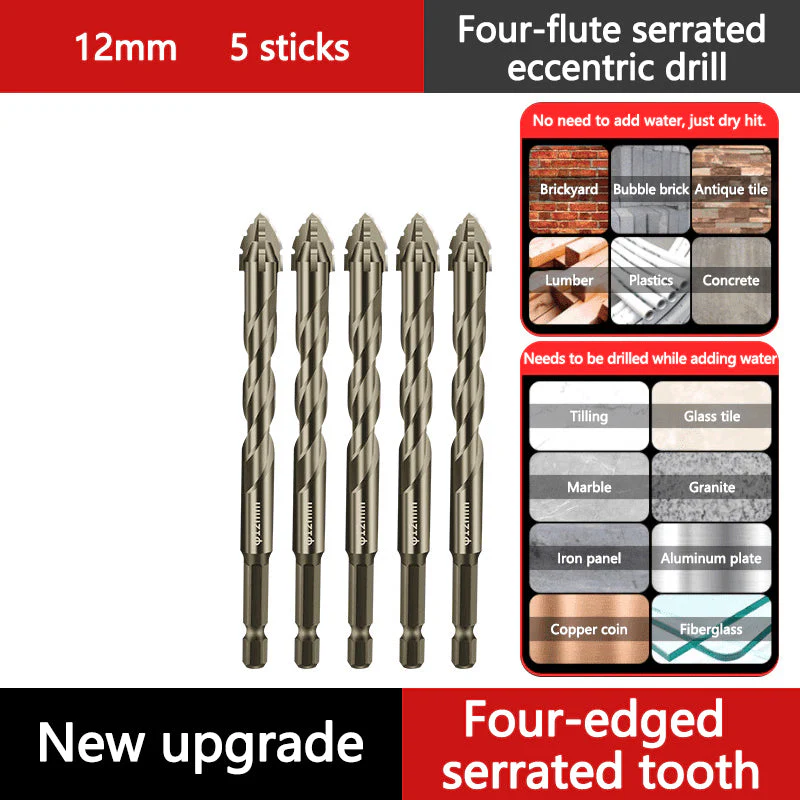 🏆Achetez 3 obtenez 2gratuit🔧Foret à Quatre Flûtes Excentriques Amélioré pour La Céramique, Le Verre, Le Marbre et Le Métal✨ - Image 5