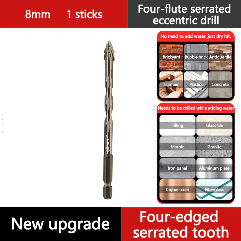 🏆Achetez 3 obtenez 2gratuit🔧Foret à Quatre Flûtes Excentriques Amélioré pour La Céramique, Le Verre, Le Marbre et Le Métal✨ - Image 8