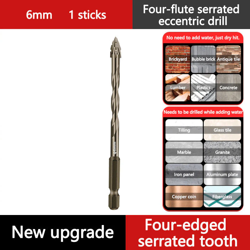 🏆Achetez 3 obtenez 2gratuit🔧Foret à Quatre Flûtes Excentriques Amélioré pour La Céramique, Le Verre, Le Marbre et Le Métal✨ - Image 9