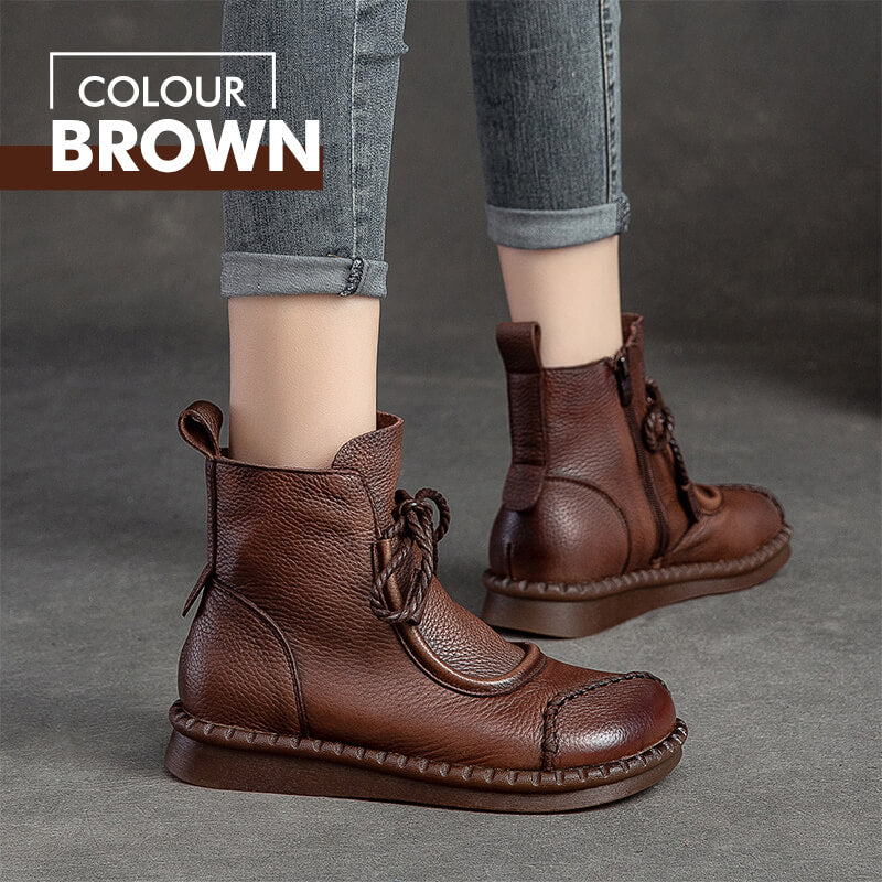 Bottines Vintage Élegantes en Cuir pour Femmes - Image 6