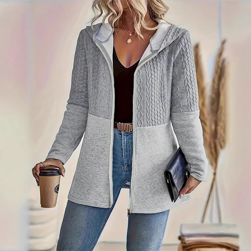 📢📢56 % de réduction！！！📍Veste tendance à capuche et manches longues zippée pour femme - Image 10
