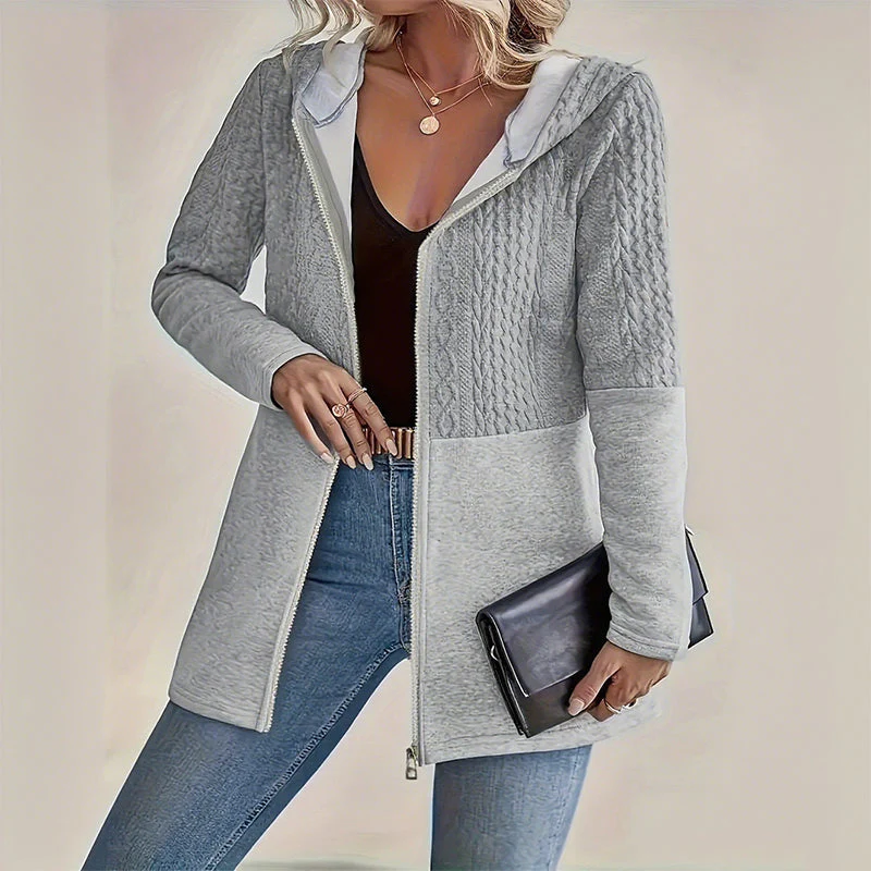📢📢56 % de réduction！！！📍Veste tendance à capuche et manches longues zippée pour femme - Image 2