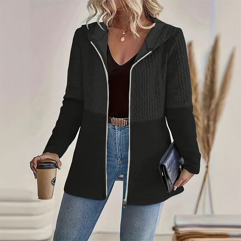 📢📢56 % de réduction！！！📍Veste tendance à capuche et manches longues zippée pour femme - Image 4
