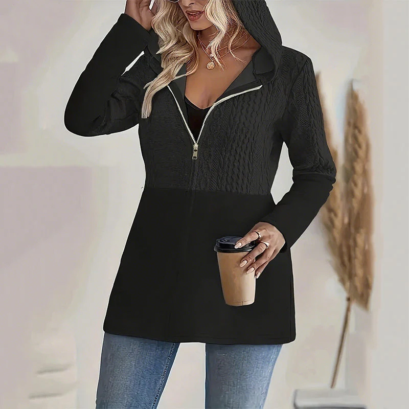 📢📢56 % de réduction！！！📍Veste tendance à capuche et manches longues zippée pour femme - Image 5