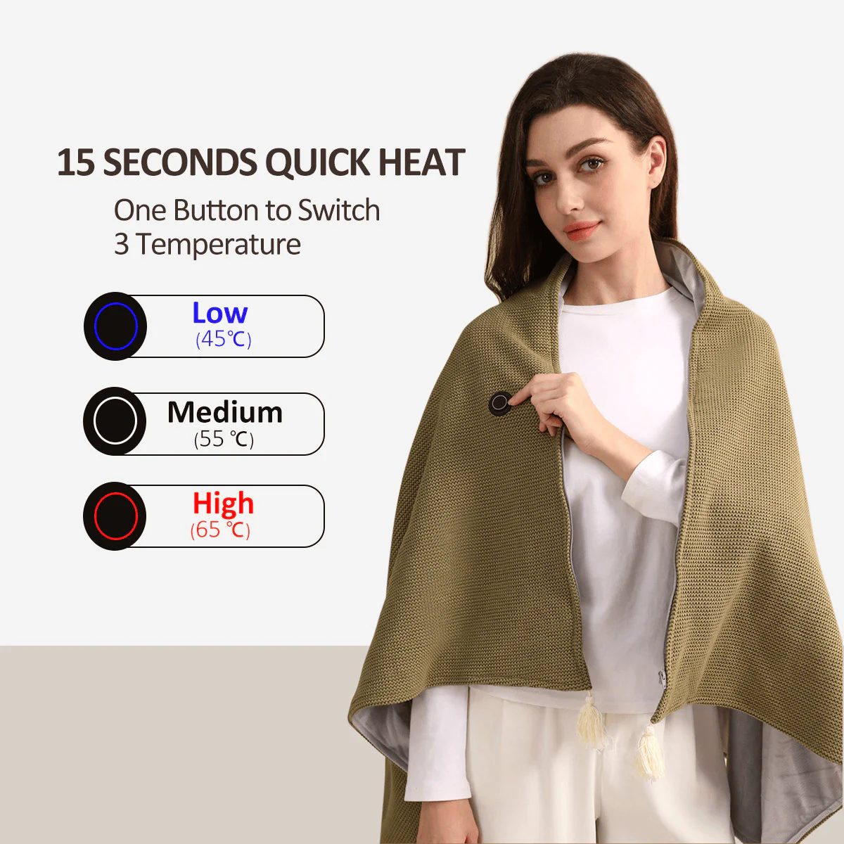 📢📢 50% DE RÉDUCTION ! ❄️Couverture chauffante électrique portable à fermeture éclair douce☀️Réchauffez tout l'hiver