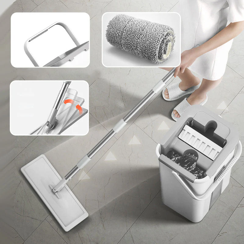👍Ménage économie d'effort grand panneau vadrouille Set - sec et humide double usage - Image 6