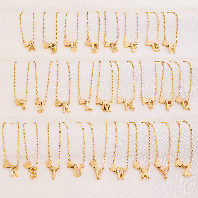 Petits colliers avec initiale Cœur doré Lettres A-Z - Image 2