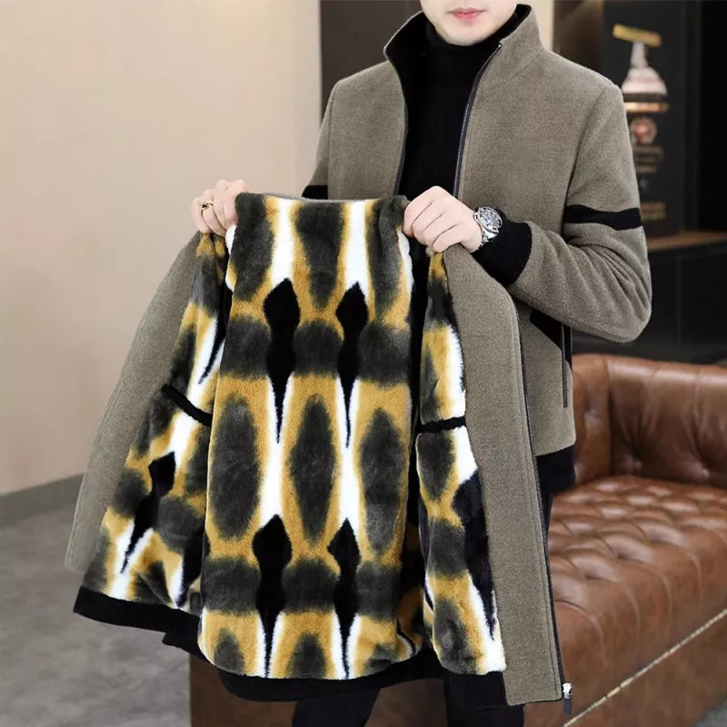 📢📢60 % DE RÉDUCTION !!! ✨Veste zippée décontractée en fausse laine pour homme - Image 4