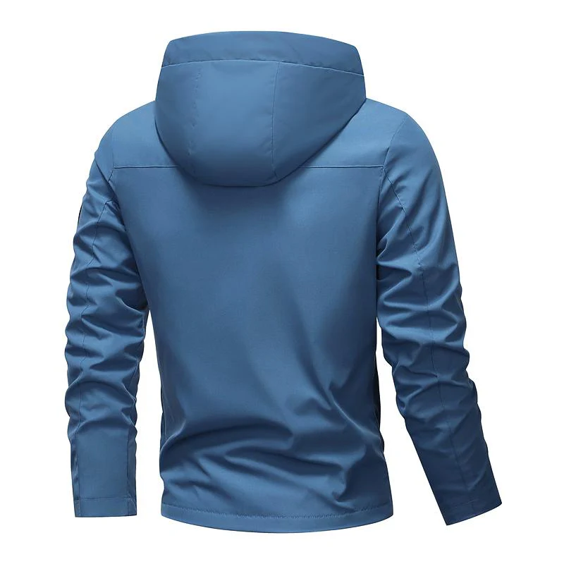 📢📢 65% DE RÉDUCTION ! ✨Veste à capuche zippée, coupe-vent et imperméable, couleur unie, pour homme - Image 2