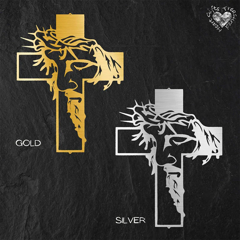 🔥 50% DE RÉDUCTION ! ✨ Décoration Murale Croix Métallique Jésus - Art Religieux en Fer Découpé, Symbolisme Spirituel, Installation Facile pour Intérieur ✝️🕊️