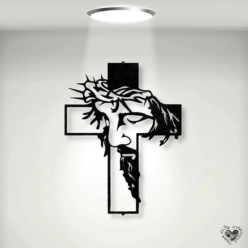 🔥 50% DE RÉDUCTION ! ✨ Décoration Murale Croix Métallique Jésus - Art Religieux en Fer Découpé, Symbolisme Spirituel, Installation Facile pour Intérieur ✝️🕊️ - Image 4