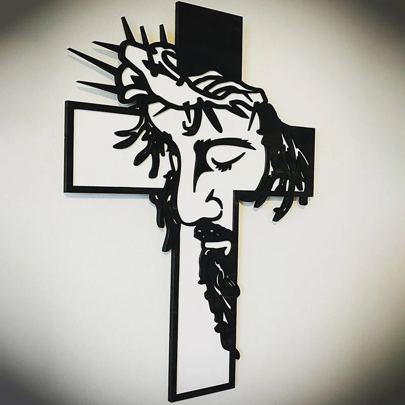 🔥 50% DE RÉDUCTION ! ✨ Décoration Murale Croix Métallique Jésus - Art Religieux en Fer Découpé, Symbolisme Spirituel, Installation Facile pour Intérieur ✝️🕊️ - Image 6