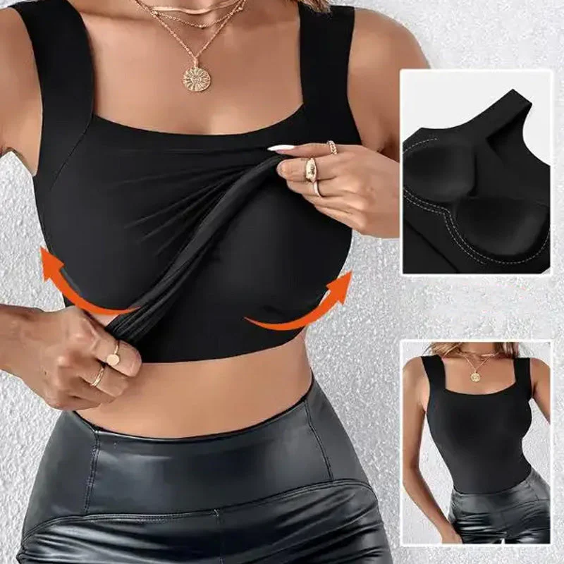 📢📢60 % de réduction !! ⏰ Débardeur thermique à col rond avec soutien-gorge intégré pour femmes - Image 2