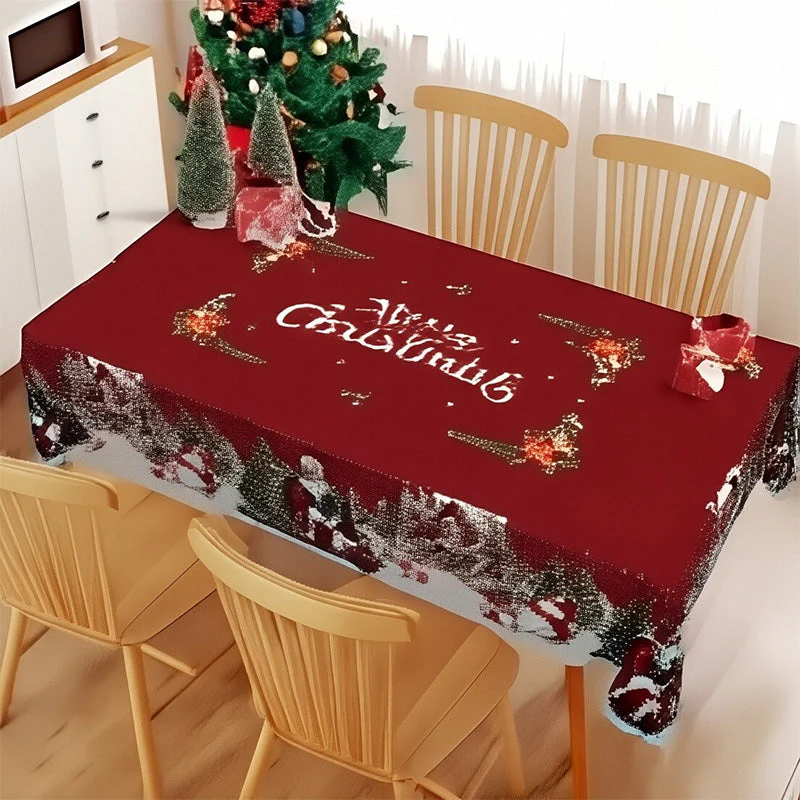 🔥 55% DE RÉDUCTION ! ✨ Nappe de Noël Classique - Motifs Festifs Variés, Tissu Polyester Résistant aux Taches, Tailles Adaptées à Toutes les Tables 🎄🍽️ - Image 13
