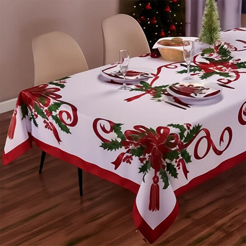 🔥 55% DE RÉDUCTION ! ✨ Nappe de Noël Classique - Motifs Festifs Variés, Tissu Polyester Résistant aux Taches, Tailles Adaptées à Toutes les Tables 🎄🍽️ - Image 14