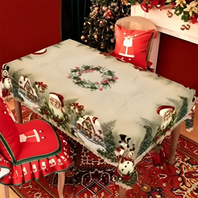 🔥 55% DE RÉDUCTION ! ✨ Nappe de Noël Classique - Motifs Festifs Variés, Tissu Polyester Résistant aux Taches, Tailles Adaptées à Toutes les Tables 🎄🍽️ - Image 15