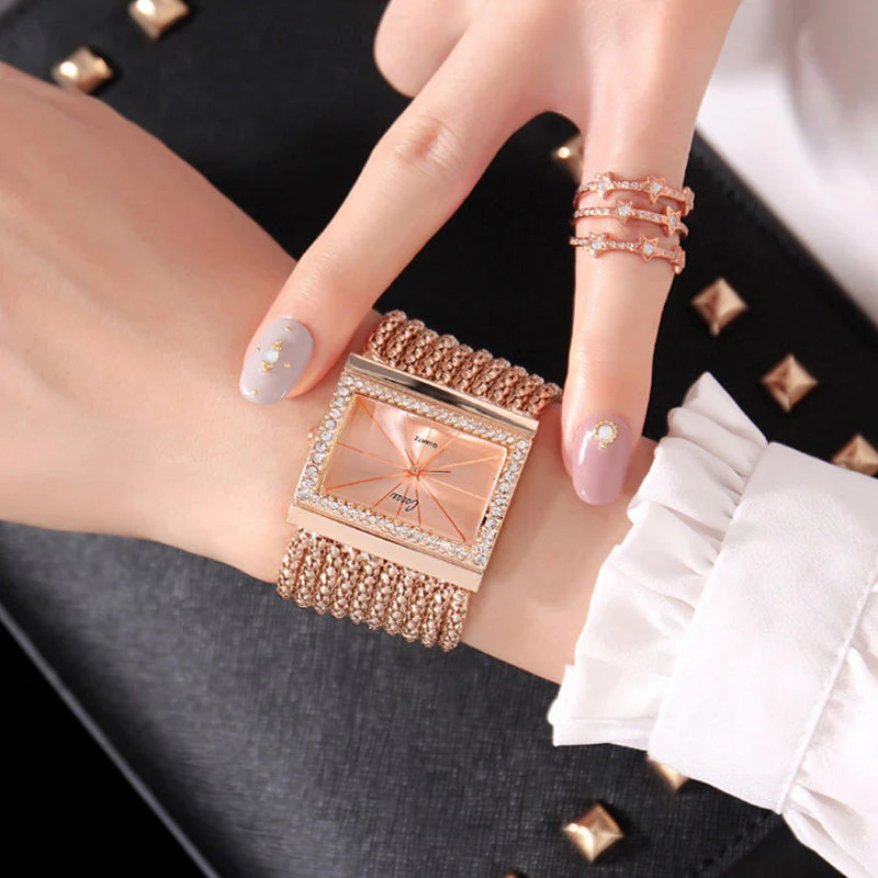 📢📢50 % de réduction ！✨Montre carrée pour femme avec quartz et strass - Image 2