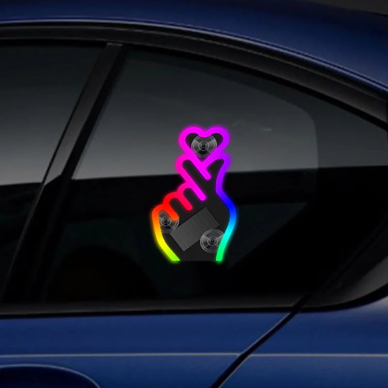 📢📢50 % de réduction !! ⏰Lampe LED solaire pour voiture en forme de geste cœur - Image 12