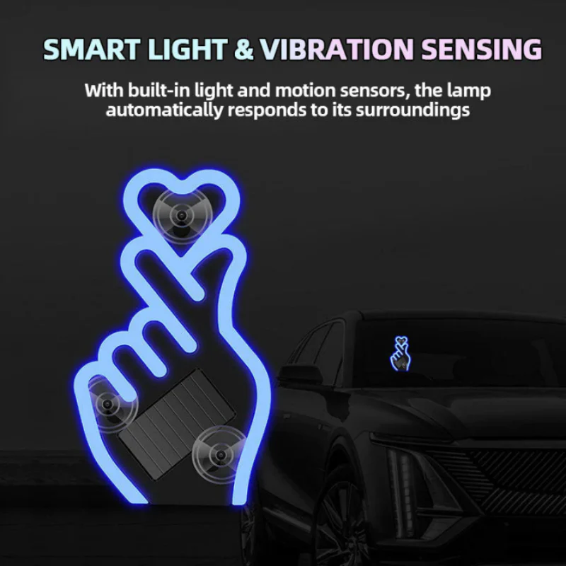 📢📢50 % de réduction !! ⏰Lampe LED solaire pour voiture en forme de geste cœur - Image 3