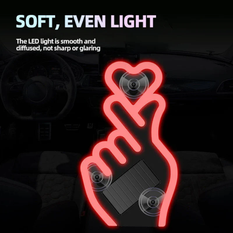 📢📢50 % de réduction !! ⏰Lampe LED solaire pour voiture en forme de geste cœur - Image 4