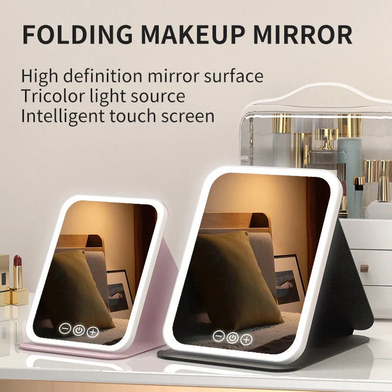 📢📢50 % de réduction !! ⏰Miroir de maquillage pliable portable à LED
