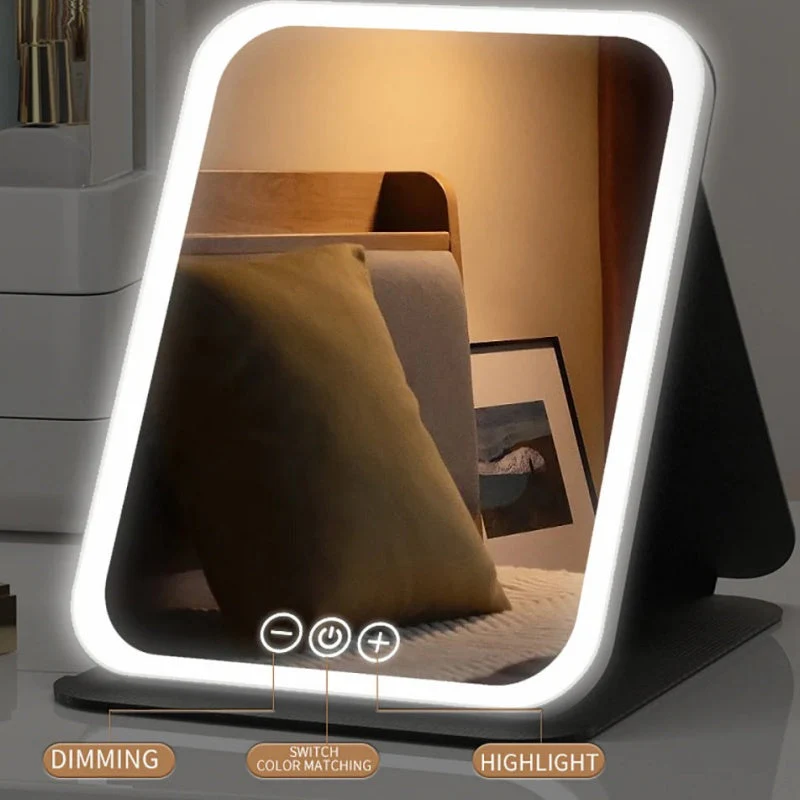 📢📢50 % de réduction !! ⏰Miroir de maquillage pliable portable à LED - Image 3