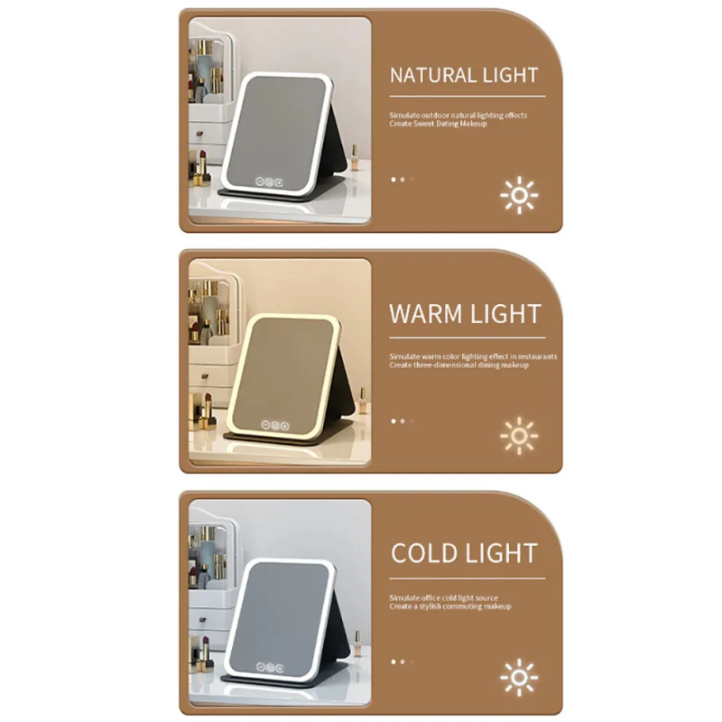 📢📢50 % de réduction !! ⏰Miroir de maquillage pliable portable à LED - Image 5