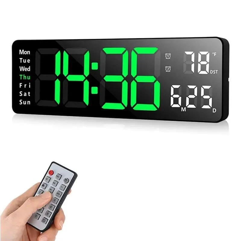 🏡59% de réduction⚡Grande horloge numérique avec température, date, heure d'été automatique, lumière de nuit, Dimmer de luminosité automatique