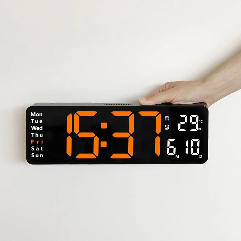 🏡59% de réduction⚡Grande horloge numérique avec température, date, heure d'été automatique, lumière de nuit, Dimmer de luminosité automatique - Image 10